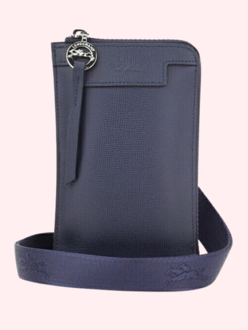 NWOT Longchamp Le Foulonné Leather Phone Case & Card Holder Lanyard - Black - Picture 2 of 11